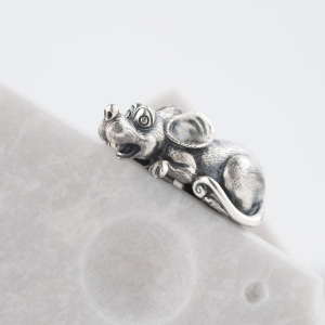 Napkin holder made of marble with silver "Mouse feast"